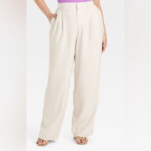 A New Day - BEIGE stretch pleated wide leg palazzo pant